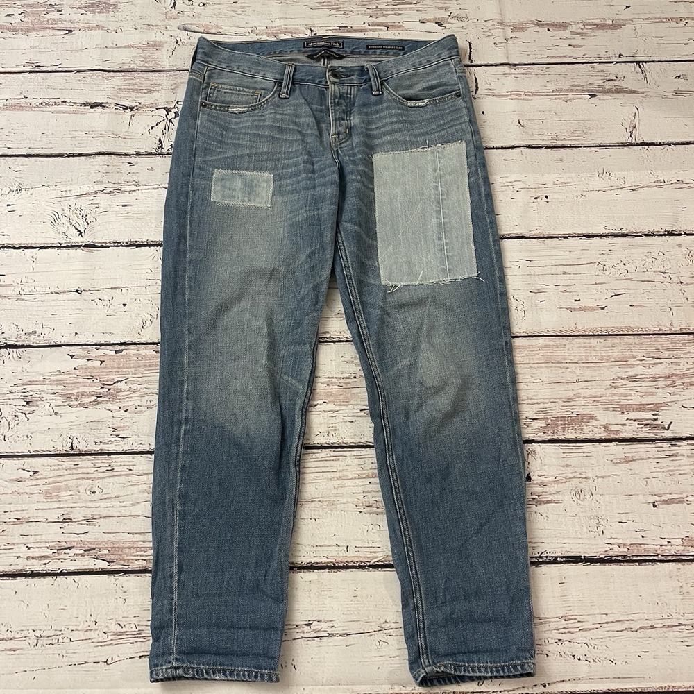 Abercrombie & Fitch Signature Collection Boyfriend Straight Jean Patch‎ Work 27